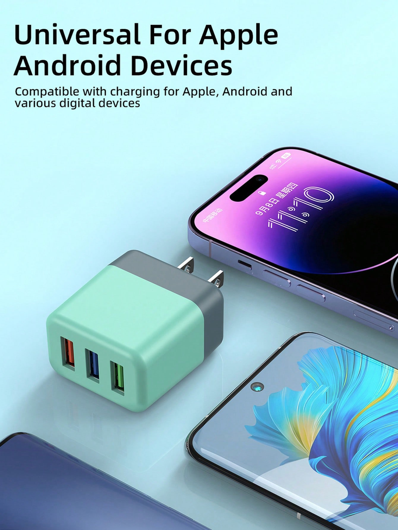 USB A Fast Charging Flash Charger Suitable , Android, Huawei, Xiaomi Mobile Phone Charger, Three Port 5V2A Multi Port Charging Head_voghion.com