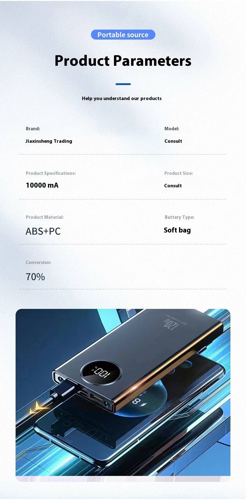 120W Super Fast Charging Power Bank 20000mAh, Portable PD QC2.0 External Battery With Digital Display, Compact & High Capacity For IPhone/Samsung_voghion.com