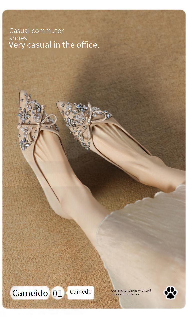 Cameido Women's Casual Shoes - Beige Pointed Toe With 1CM Drop Glue Sole_voghion.com