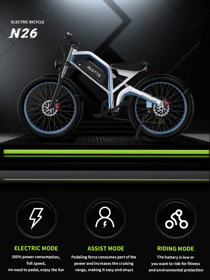 DUOTTS N26 2024 E-Bike mit abnehmbarem 48V20Ah Samsung Akku | 120km Reichweite | 180kg Nutzlast | Hydraulische Bremsen & IP65 | CE-zertifiziert für die EU_voghion.com
