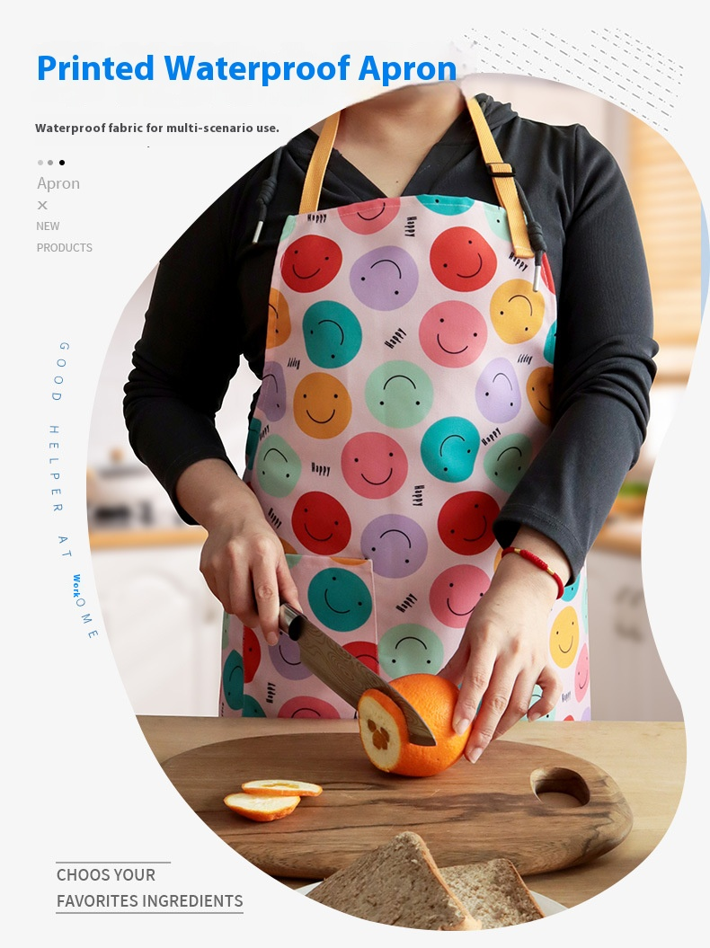 Modern Waterproof Polyester Apron – Floral & Nature-Inspired Prints, Adjustable Ties For Cooking, Baking, Gardening_voghion.com
