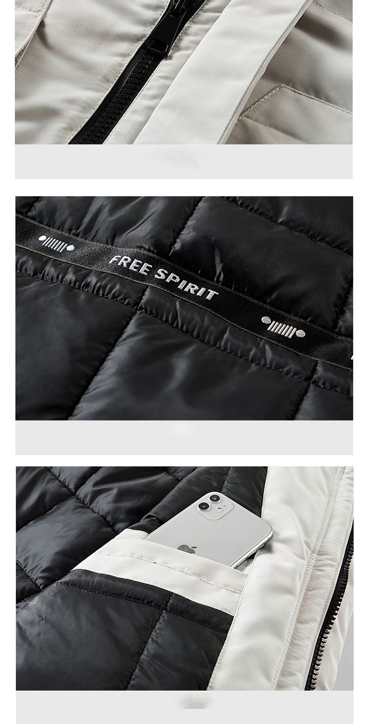 Premium Detachable Hood Winter Coat For Men & Women - Thickened Polyester Padded Jacket With Multiple Pockets, Zip-Front Travel Outerwear_voghion.com