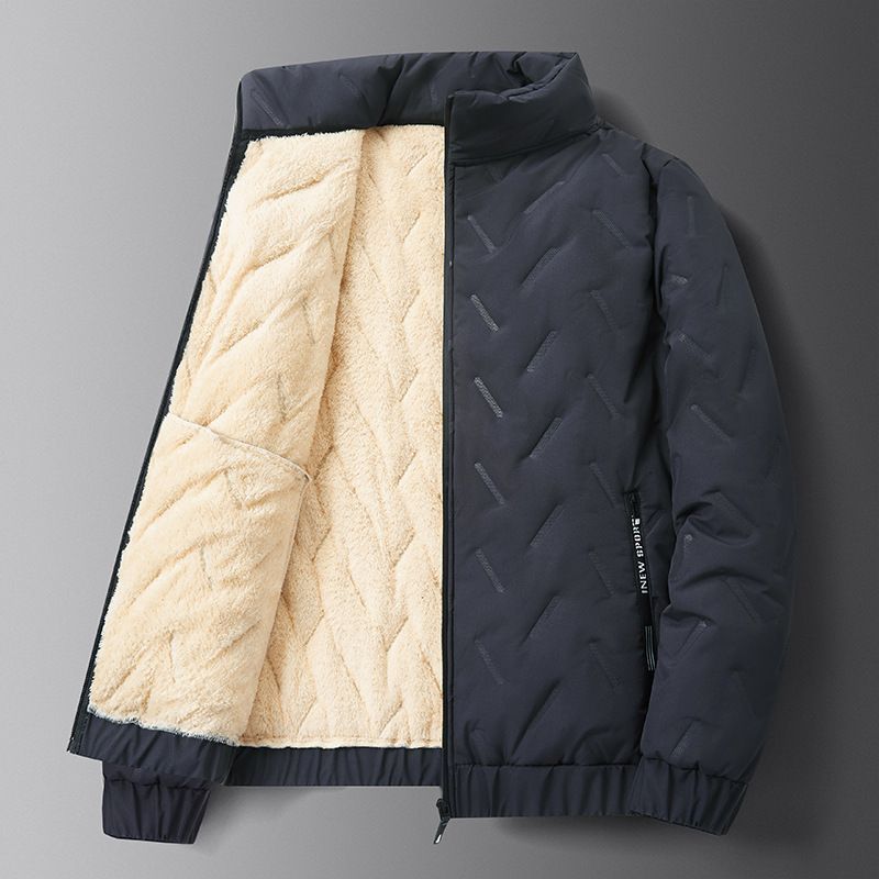 Giacca foderata in sherpa taglie forti da uomo – Cappotto invernale foderato in pile con collo alto (L-8XL, 2 colori) – Rivestimento in poliestere per tutte le stagioni_voghion.com