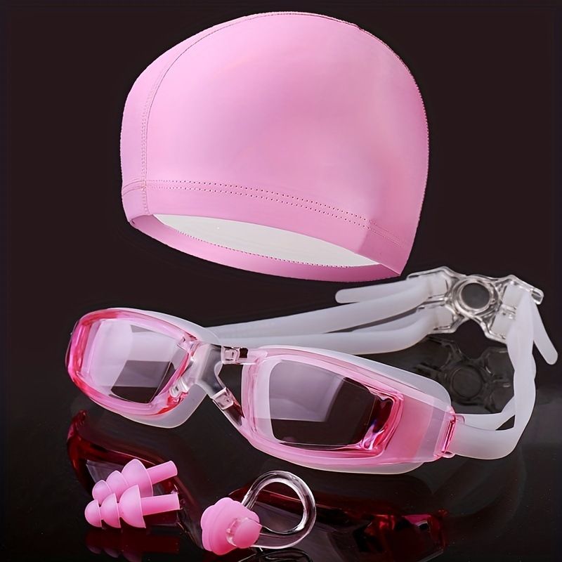 Ochelari de înot, cască de înot, dopuri de urechi, impermeabile HD, cadru mare anti-aburire, pentru bărbați și femei, echipament de înot, ochelari de protecție_voghion.com