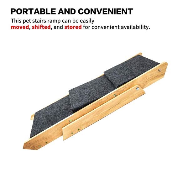 Wood Pet Stairs/Pet Steps - Foldable 3 Levels Dog Stairs & Ramp Perfect For Beds And Cars - Portable Dog/Cat Ladder Up To 110 Pounds_voghion.com