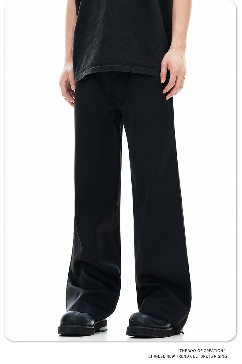 Unisex Retro Flared Trousers – Clean Fit Wide-Leg Pants With Stacked Hem (93% Polyester, S-XXL, Sage Green/Black)_voghion.com