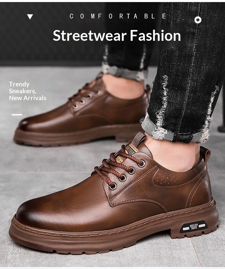 Glide Glide Leather Spring British Scarpe Derby Casual con Suola Spessa da Uomo Formali da Sposa Lavoro Stivali Martin Bassi_voghion.com