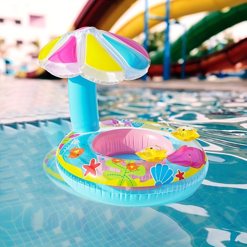 Anello da nuoto gonfiabile del fumetto, anello da nuoto per barca con sedile a fungo colorato, acqua in PVC trasparente addensato con soffice anello da nuoto_voghion.com