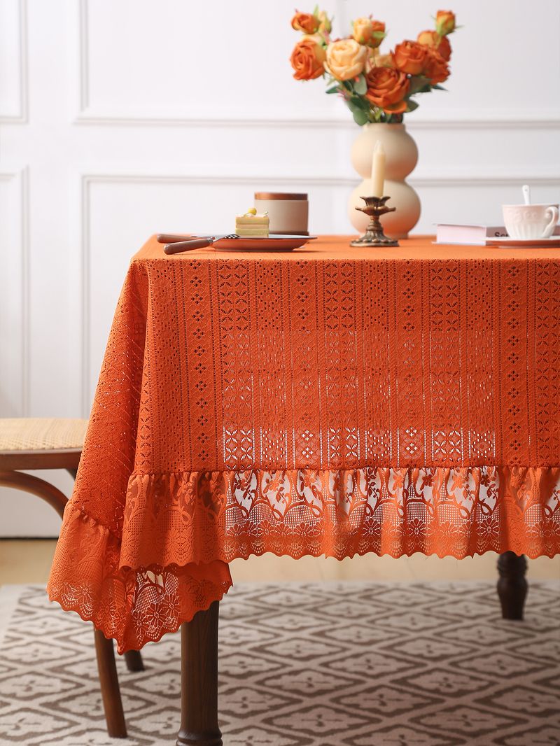 Polka Dot Lace Tablecloth – Stylish & Durable Polyester Table Cover With Anti-Slip Backing (140x100cm To 140x260cm, 5 Colors, Dustproof & Decorative)_voghion.com