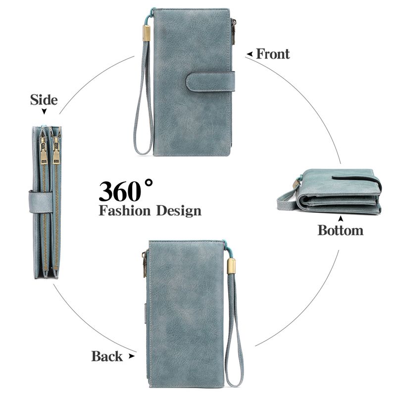 Women's Long Wallet Rfid Multi-functional Women's Money Clip Three Fold Clutch Bag_voghion.com