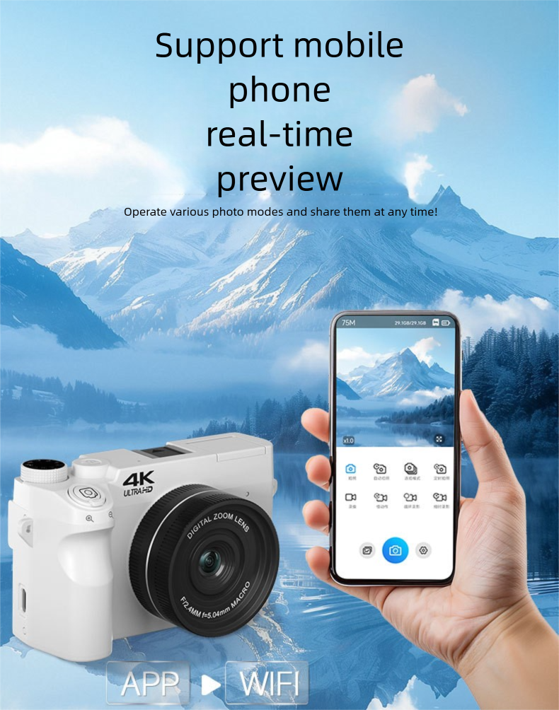 4K Video Portable Mirrorless HD Digital Beauty Selfie Home Dual Camera Student Party_voghion.com