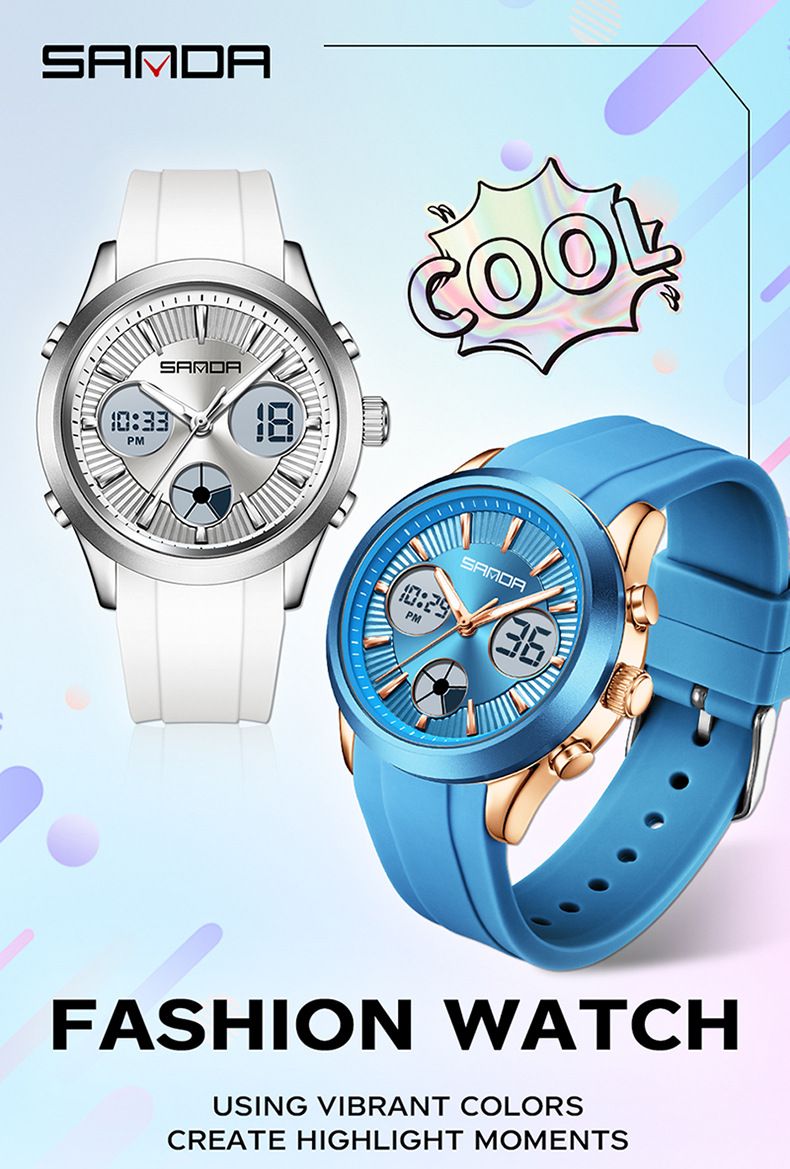 Men's And Women's Sport Watch With Dual Display, Waterproof, Night Light, Multifunctional Digital Analog Watch For Swimming, Running, And Daily Wear_voghion.com