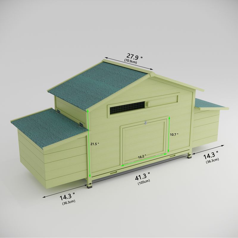 11.12 Ft² Large Wooden Chicken Coop Outdoor Hen House Poultry Cage With 2 Free-range Doors ,2 Nesting Boxes,chicken Perch Inside_voghion.com