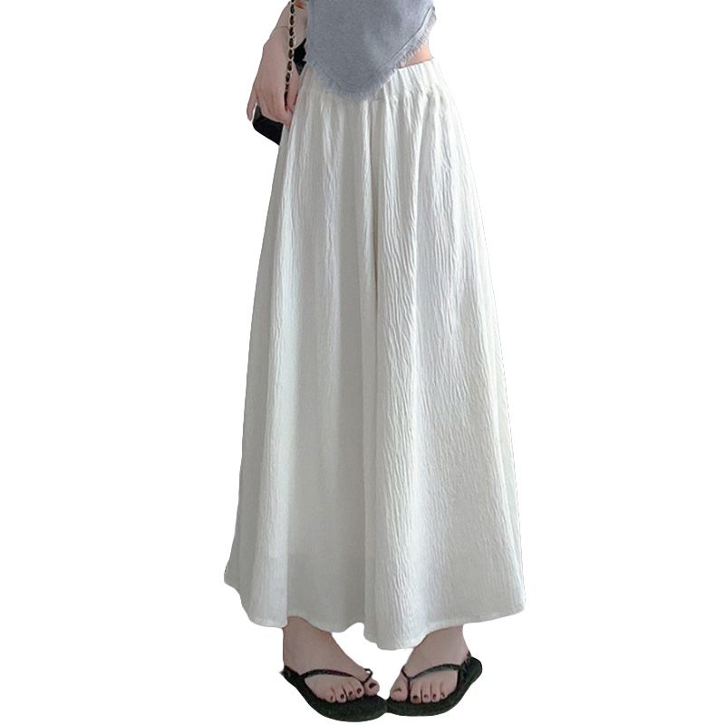 vendita calda 1 pz A-line Gonna Orlo Pantaloni Gamba Larga Cotone Linea Traspirante Gonne Alla Caviglia Casual Strada Sottile_voghion.com