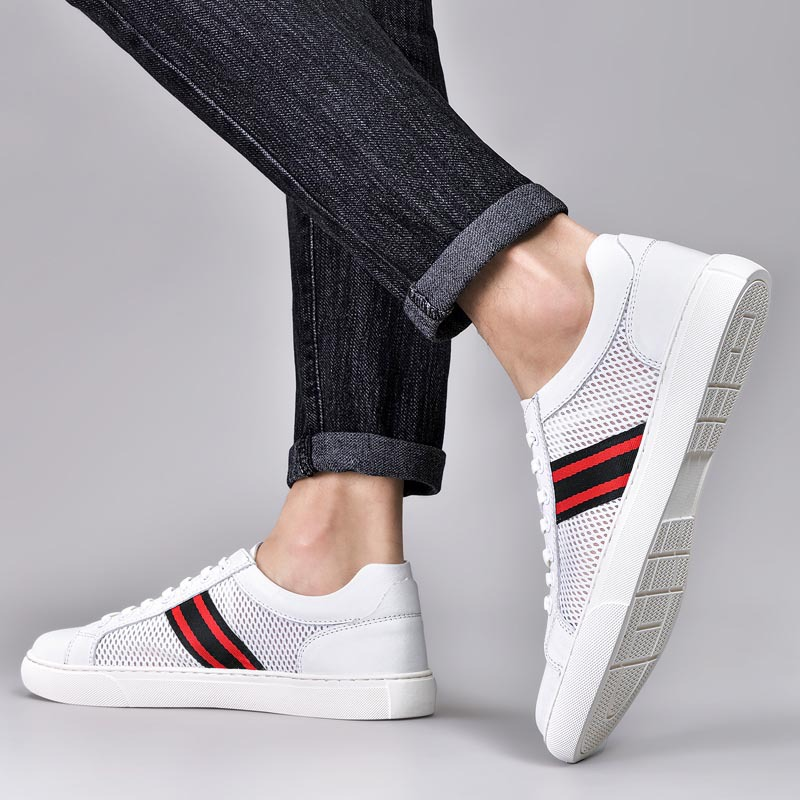 Cloth Net Small White Board Shoes Men's Casual Single Shoes Soft Surface Lace-up Large Hole Breathable Large Size Men's Shoes_voghion.com