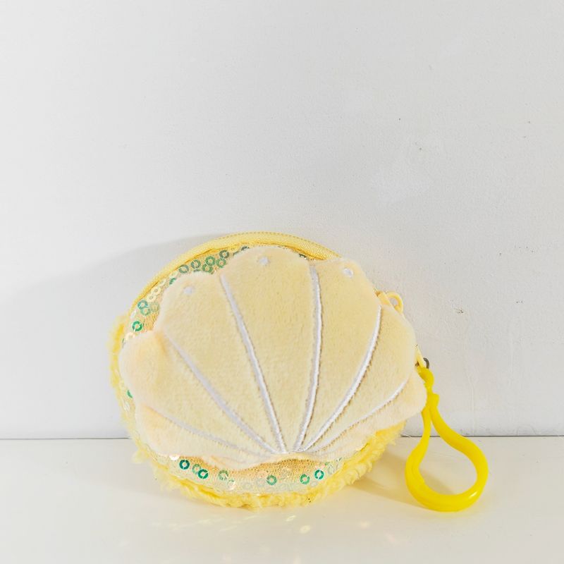 Nova bolsa de moedas de concha de desenho animado criativa, lantejoulas, moderna, armazenamento, pequena bolsa, máquina de garra, boneca, presente, mochila, pingente_voghion.com