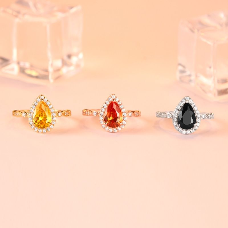 S925 Sterling Silver Ring Set – Teardrop Gemstone Light Luxury Jewelry For Women_voghion.com