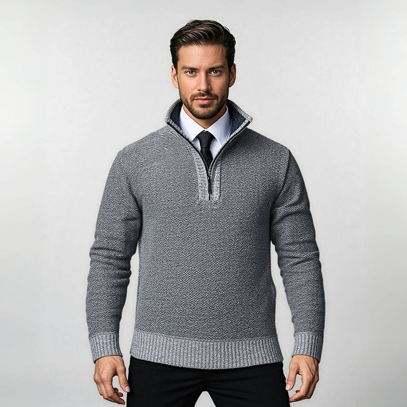 Men's Clothing Plus Size Knit Sweater, Warm Pullover With Half Zip Neck, Stretchable & Breathable, Casual Long Sleeve Top (6 Colors & 5 Sizes)_voghion.com