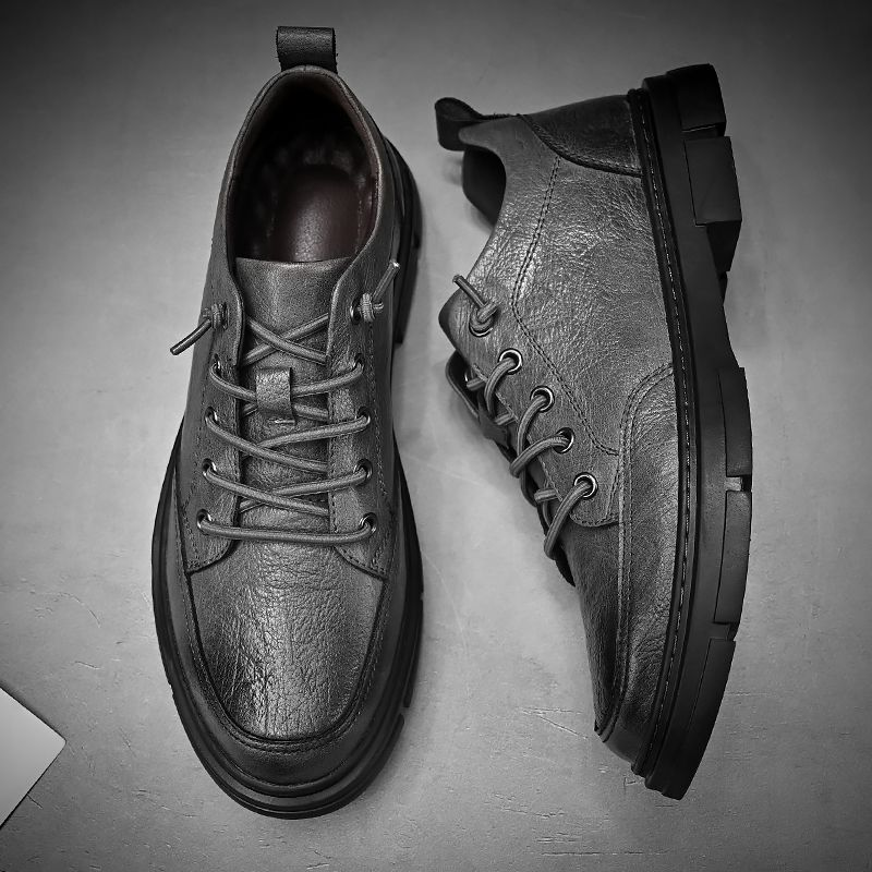 Neue Business-Kleidung für Herren, Freizeitschuhe, britischer Stil, Leder, weiche Unterseite, schwarze Low-Top-Martin-Stiefel_voghion.com