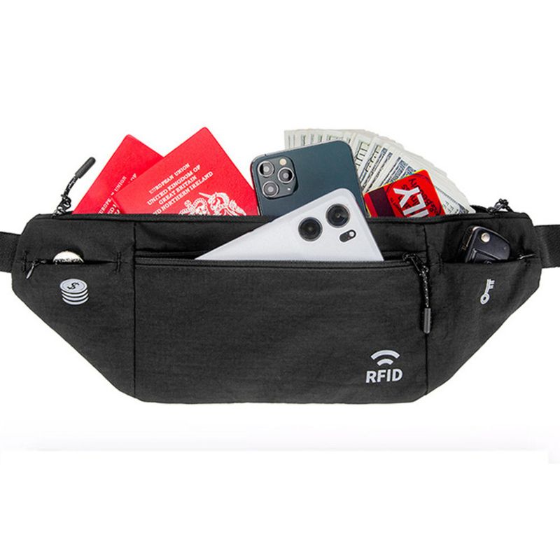 Weiqiang Nuovo marsupio da viaggio antifurto RFID per sport all'aria aperta, corsa, impermeabile, in nylon, vestibilità slim, leggero_voghion.com