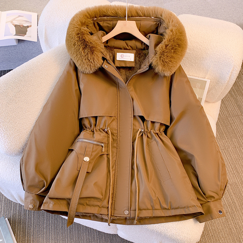 Giacca invernale da donna Giacca tutto in uno alla moda e versatile, con pelliccia spessa e velluto_voghion.com