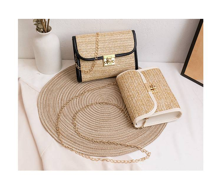 Borsa da spiaggia di tendenza alla moda borsa da donna in tessuto con chiusura in metallo nappa piccola borsa quadrata casual semplice borsa per cellulare piccola borsa_voghion.com