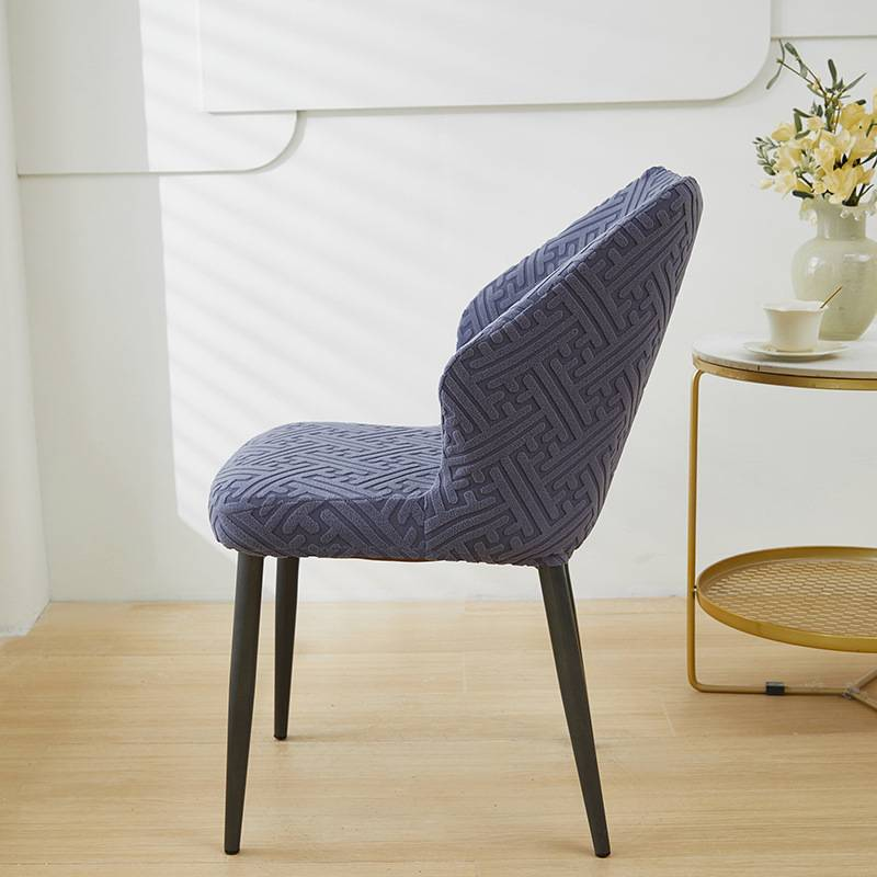 Einfarbiger, fächerförmiger Stuhlbezug aus gebürstetem Jacquard, universeller, all-inclusive Stuhlbezug für Zuhause und Esszimmer, Sitzkissen, Rückenkissen, integrierter Stuhlbezug_voghion.com