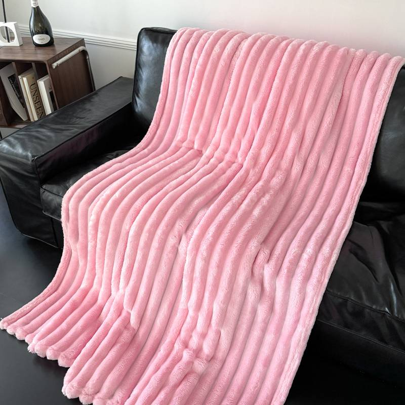 Brede gestreepte deken, effen kleur, multifunctionele flanellen deken, dik materiaal, geschikt voor slaapkamer, woonkamer of bank_voghion.com