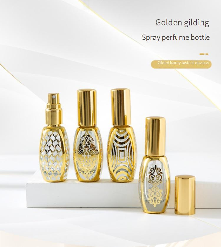 Perfume Accessories Gold Gilded Perfume Bottle Glass Spray Bottle Cosmetics Sub Bottle Perfume Bottle Perfume Sub Bottle 10ML_voghion.com