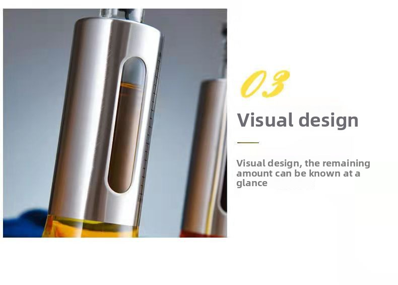 Dispenser per olio graduato in vetro - Bottiglia da cucina di grande capacità per olio e aceto (beccuccio in acciaio inossidabile antigoccia da 750 ml, design facile da versare, senza BPA)_voghion.com