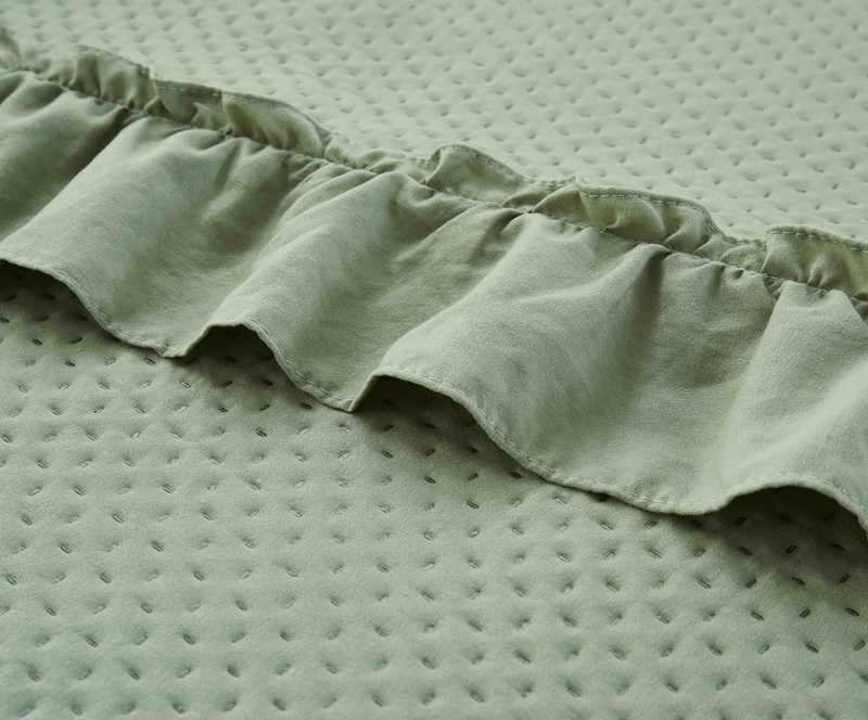 CG33 Washed Cotton Ruffled Bed Cover Set, Suitable For Bedrooms And Living Rooms (1* Bedspread +2* Pillowcase, No Duvet Core Or Pillow Core)_voghion.com