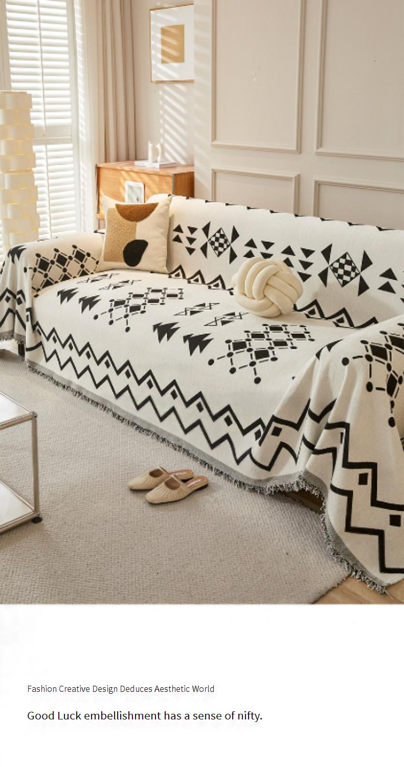 Moderner geometrischer Sofabezug aus Chenille – minimalistischer, vollständiger Schonbezug (luxuriöser, strukturierter Stoff, rutschfest, universelle Passform für Anbau-/Zweisitzer-Sofa)_voghion.com