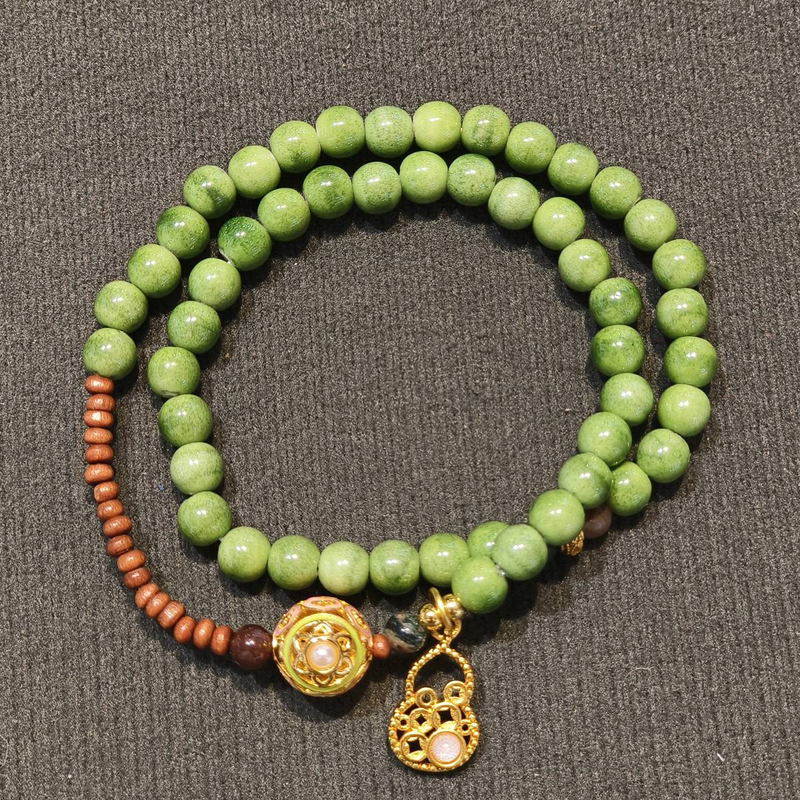 6mm Multi - Strand Beaded Bracelet | Handmade Ceramic Gemstone Jewelry | Boho Eastern Style For Layering & Gifting_voghion.com