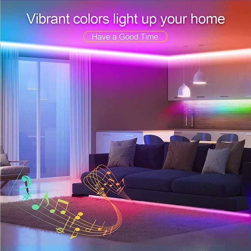 Smart RGB LED Strip Lights 12V Low Voltage, 24-Key WiFi Control, APP & Voice Compatible, 2835/5050 Chips, TV Backlighting, Waterproof, CE Certified_voghion.com