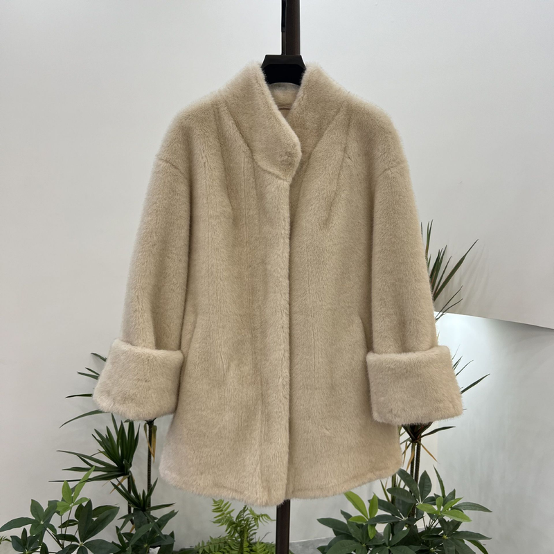 Damenbekleidung Kunstnerzmantel – Übergroße Teddyjacke (6 neutrale Farben)_voghion.com