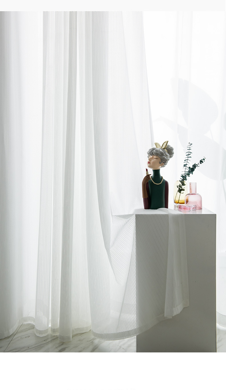 Rideaux en polyester transparent – Rideaux de fenêtre semi-transparents (80 % polyester, filtrage de la lumière, protection de la vie privée, plusieurs styles de suspension)_voghion.com