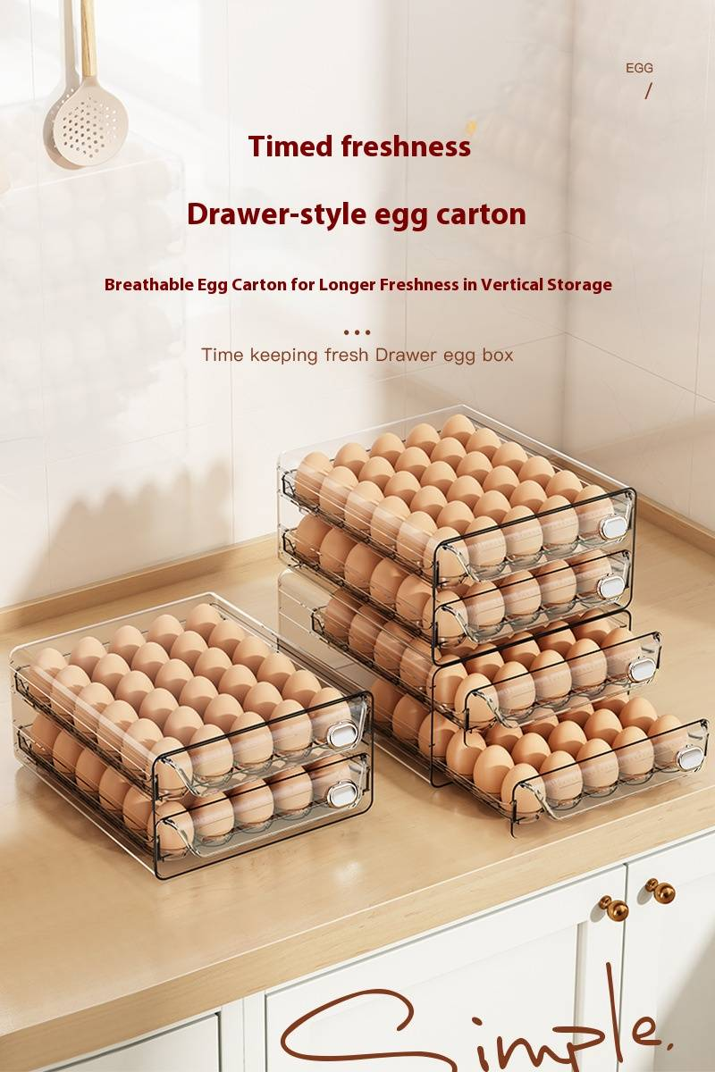 Contenedor de huevos de doble capa, organizador para refrigerador con bandejas extraíbles, huevera de plástico apto para uso alimentario para 12-60 huevos, esencial para ahorrar espacio en la cocina._voghion.com