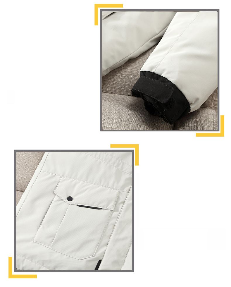 Men's Clothing Workwear Down Jacket, Long Length, Thickened, Unisex Winter Coat, Waterproof, Machine Washable, 600 Fill Power White Duck Down_voghion.com