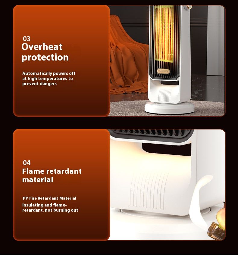 Aquecedor de ambiente cerâmico PTC de 1800 W com oscilação de 90°, proteção contra superaquecimento e tombamento, 2 configurações de velocidade para escritório doméstico (até 20㎡)_voghion.com