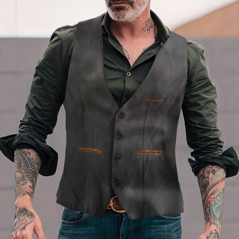 Chaleco sin mangas para hombre: estilo europeo y americano, ligero e informal, ideal para otoño e invierno._voghion.com