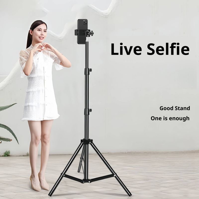 Professioneller Telefonstativständer mit Bluetooth-Fernbedienung – einstellbare Höhe (55 cm/1,7 m/2,1 m) für Live-Streaming (einschließlich Telefonhalterung und Tragetasche)_voghion.com