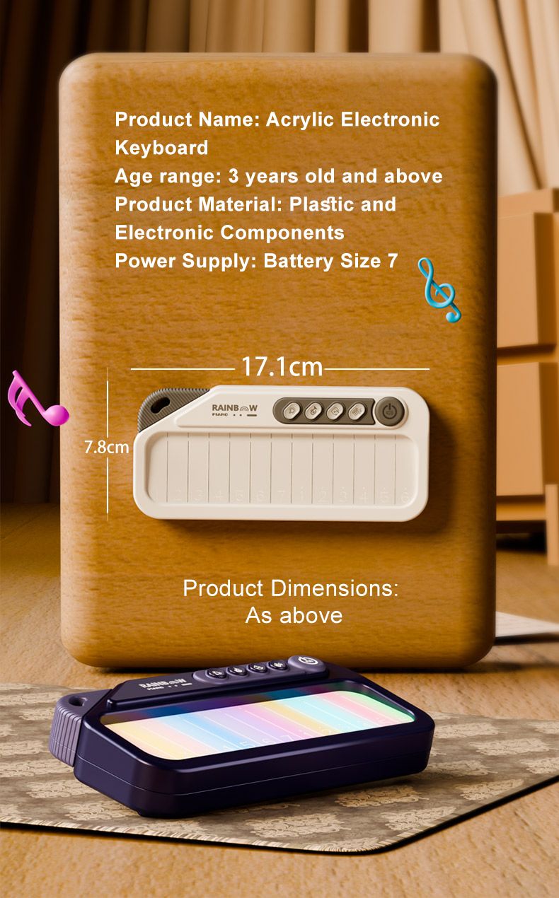 Ultimo giocattolo musicale tascabile portatile con tastiera elettronica con sensore tattile, luce arcobaleno, strumenti musicali innovativi per bambini_voghion.com