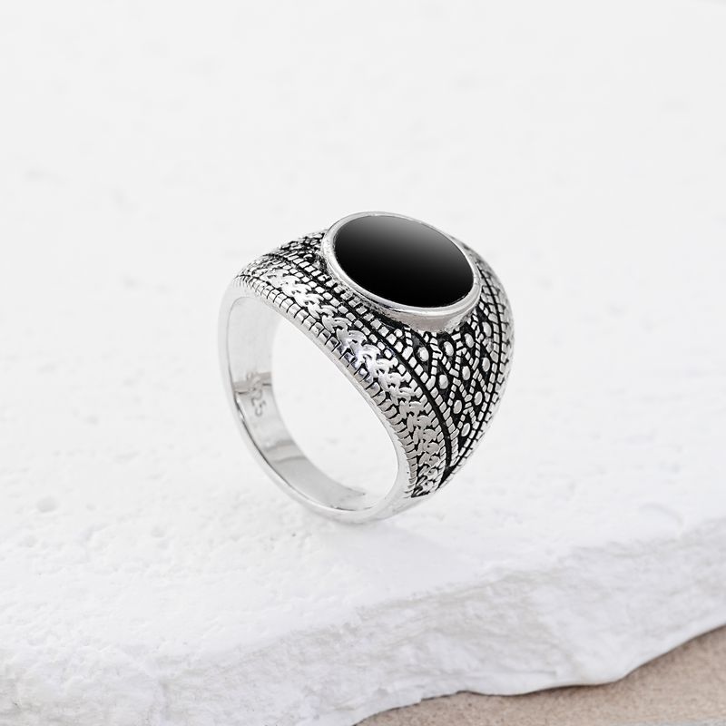 1 Piece Vintage Distressed Silver Ring With Engraved Geometric Patterns, Unisex Niche Accessory, Gift For Friends Family, Daily Festival Wear_voghion.com