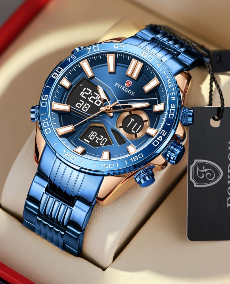 Sportliche digitale Analoguhr für Herren mit Multifunktions-Chronograph, Kalenderanzeige und 30 m Wasserbeständigkeit, wasserdichte Herrenuhr mit Kalender_voghion.com