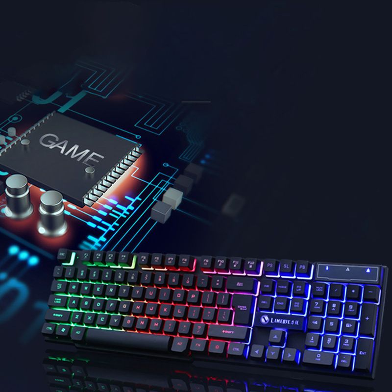 Xinweiqing 2Pcs/Set GTX300 Mouse com fio colorido Backlight Plastic Gaming Keyboard Set para computador_voghion.com