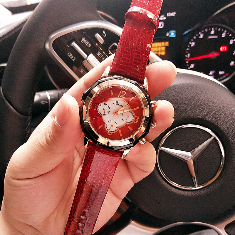 Modische Damen-Multifunktionsuhr mit Nachtlicht, 2035, echtes Leder, wasserdicht, Gezeitenuhr_voghion.com