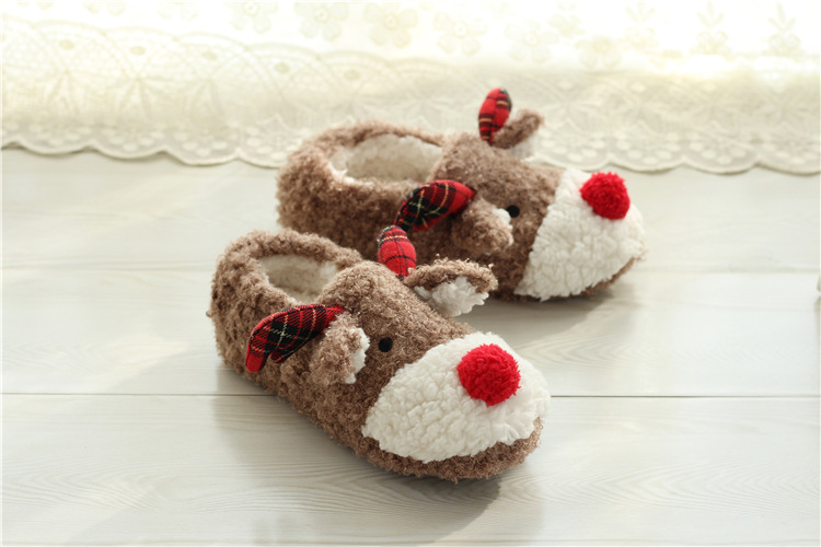Beliebte Außenhandelshausschuhe für Frauen, Winter, Weihnachten, Plüsch, handgefertigt, mit Nestschuhen, rutschfest, reine Baumwolle_voghion.com
