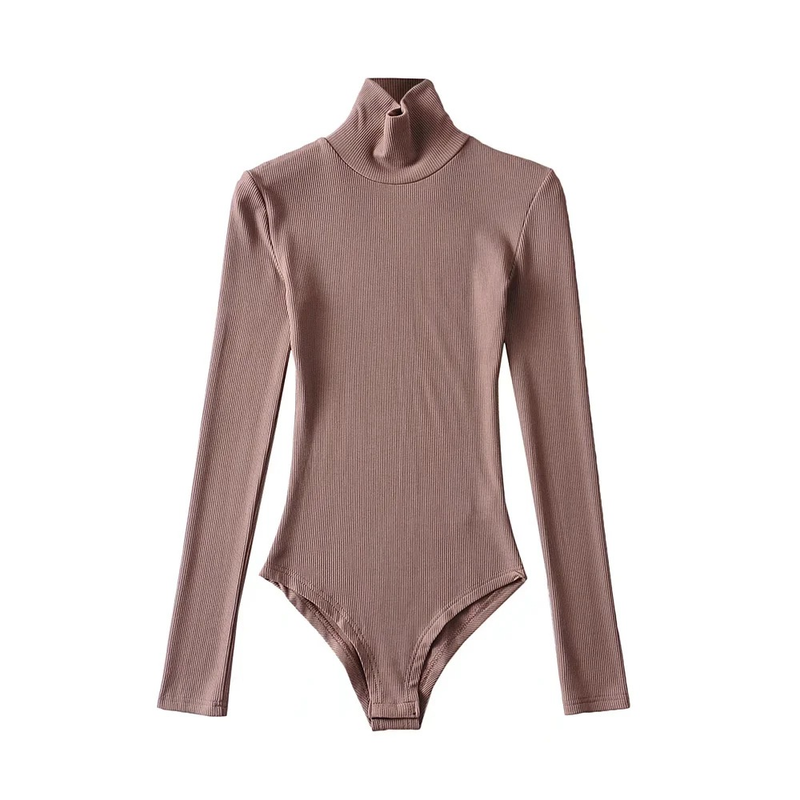 Combinaison à col roulé pour femmes Spice Girls, extensible et amincissante, T-shirt slim à manches longues, couleur unie_voghion.com