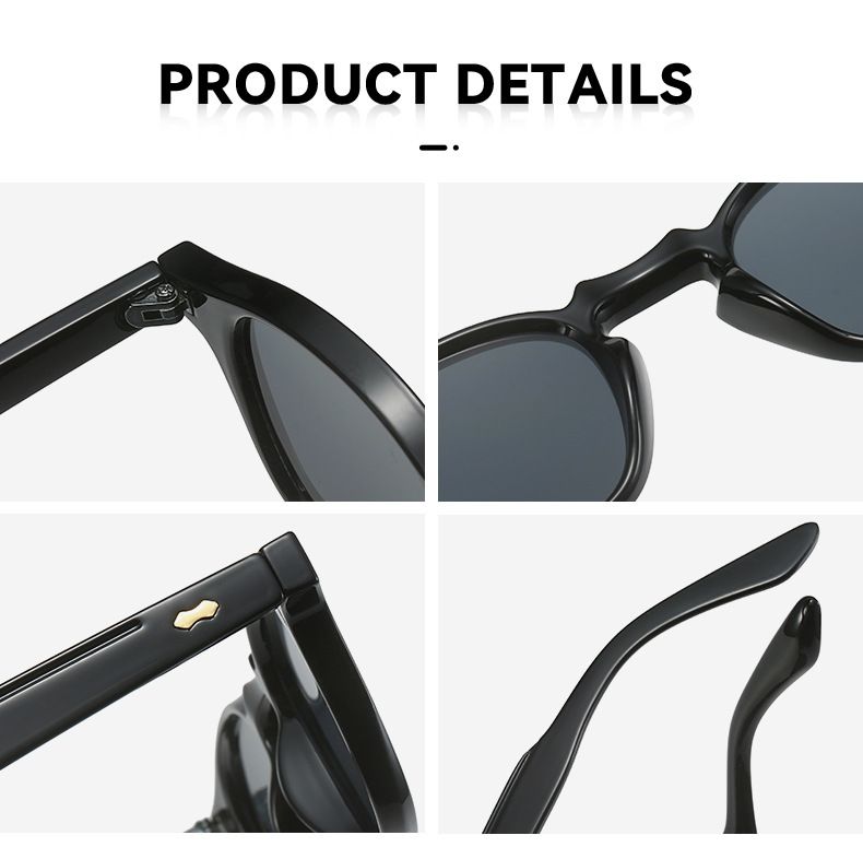 Herren Sonnenbrille Anti-Ultraviolett Starkes Licht Außenhandel Modetrend Reis Nagel Quadratischer schwarzer Rahmen_voghion.com