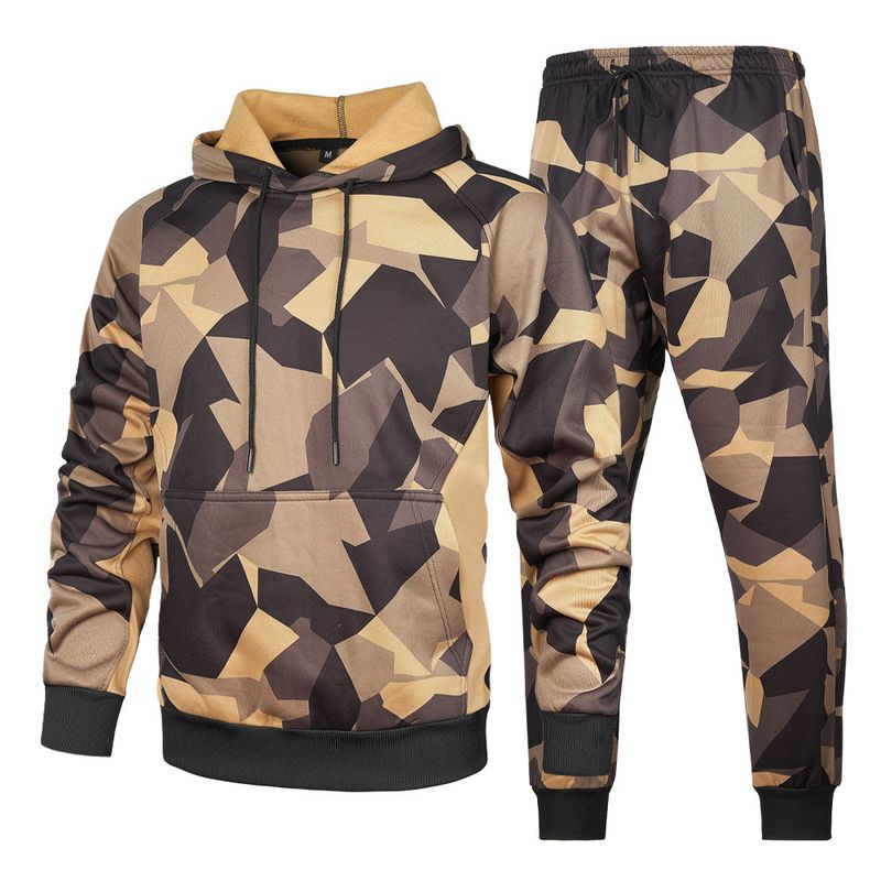 2025 Herren-Freizeitsport in Übergröße für Herbst und Winter, neues zweiteiliges Set aus Fleece mit Kapuze und Kordelzug in Camouflage 20f7_voghion.com